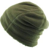Fleece Fur Lined Sherpa Skull Cap Olive Green Knit Winter Hat Beanie